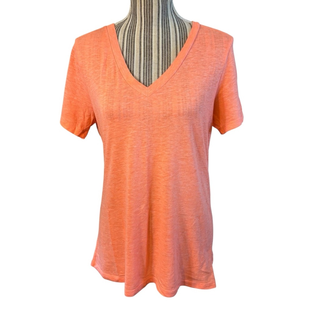 SALE! Old Navy Tee L Coral V-Neck Short Slvs “Vintage” Poly Cotton Rayon Stretch